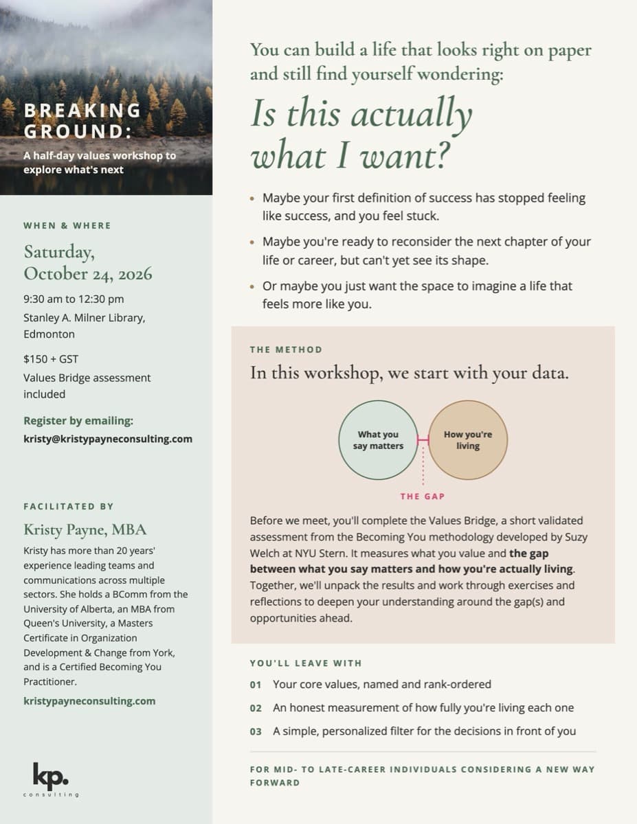 Breaking Ground: a half-day values workshop for what's next. flyer (PDF)