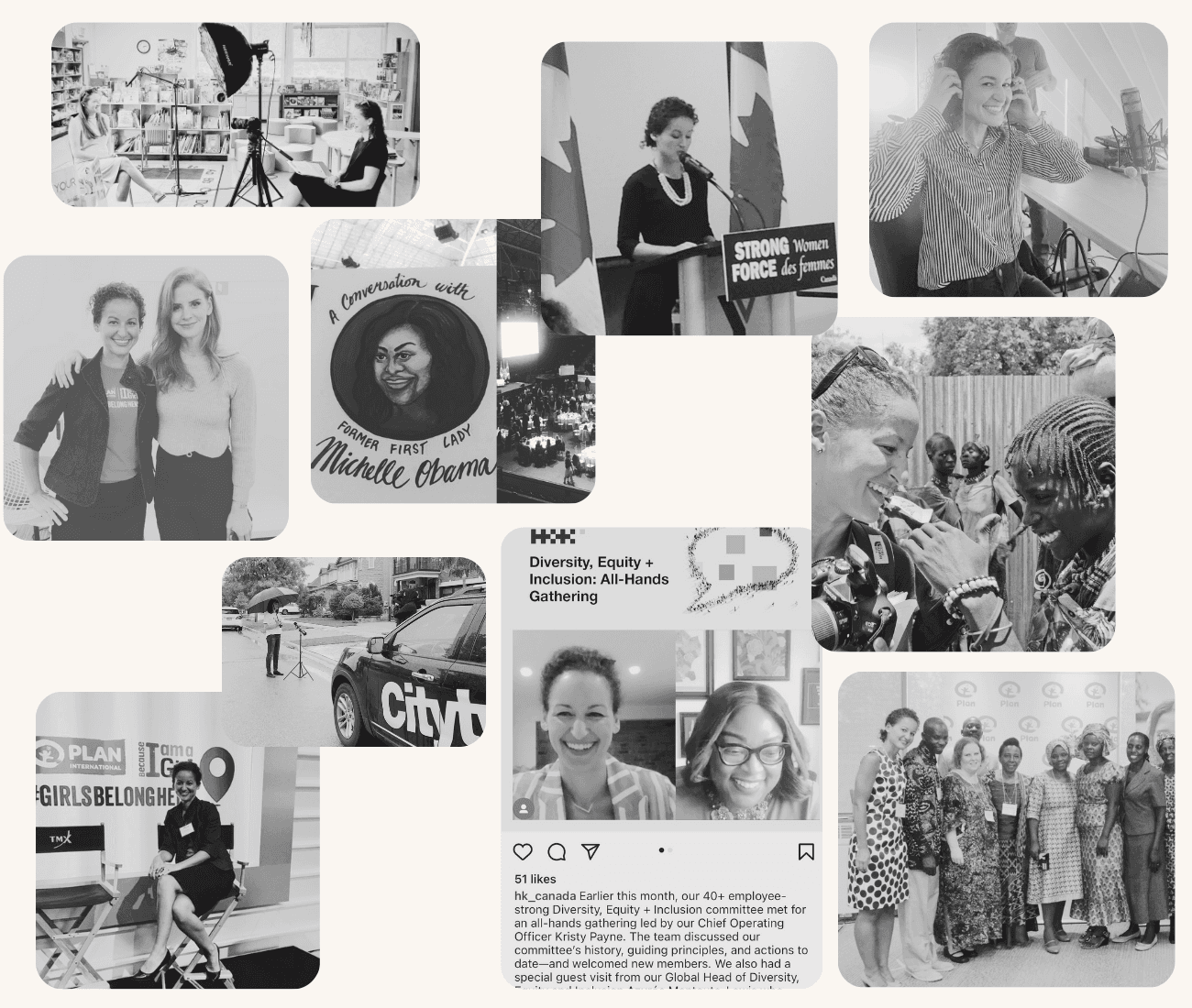 A collage from Kristy's work and travels